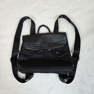 Botkier Womens Faux Leather Trim Magnet Closure Backpack Bag Nylon Black Small